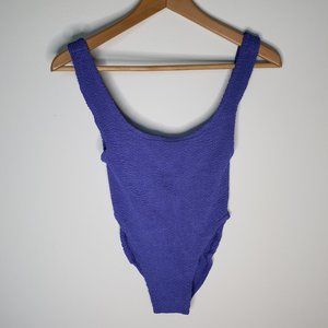 Hunza G Purple Crinkle One Piece Swimsuit One Size